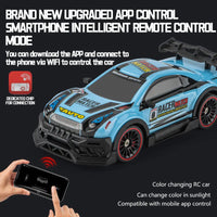 HKM-986707 Color-Changing Remote Control Racing Car with Lights and APP Control, 1/20 Scale, Indoor-Outdoor Use