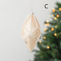 HKM-986899 Hand-Painted Glass Ball Christmas Ornaments for Tree Decoration in Champagne and White