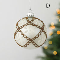 HKM-986899 Hand-Painted Glass Ball Christmas Ornaments for Tree Decoration in Champagne and White
