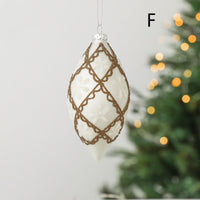 HKM-986899 Hand-Painted Glass Ball Christmas Ornaments for Tree Decoration in Champagne and White