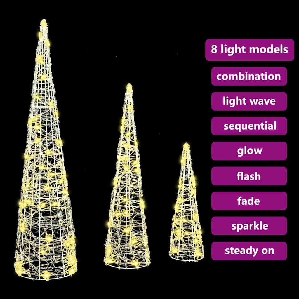 KTX-987091 Modern Acrylic Christmas Tree with 90 Warm White LEDs, USB Powered, 80 cm Tall
