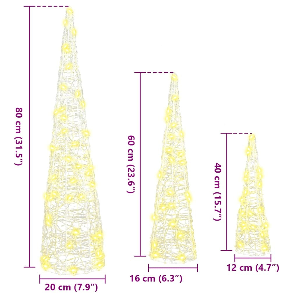 KTX-987091 Modern Acrylic Christmas Tree with 90 Warm White LEDs, USB Powered, 80 cm Tall