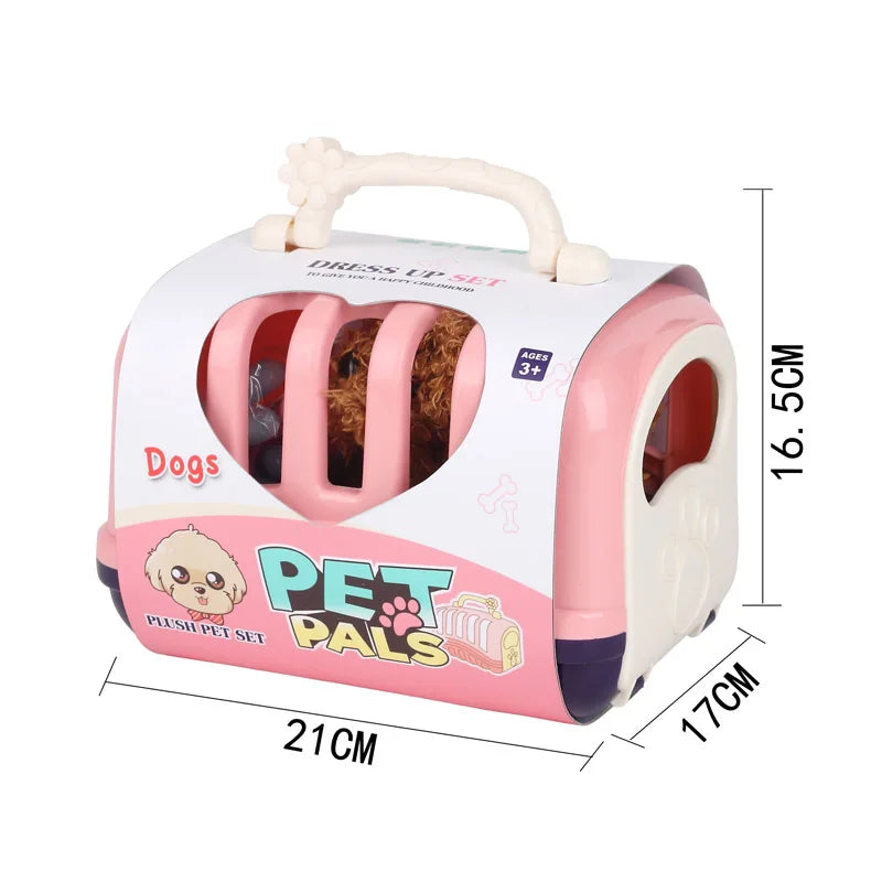 Plush Stuffed Animal Pet in Carrier Toy for Pretend Play, Ages 0-4 Years