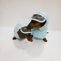 HKM-987091 Waterproof Hooded Rain Poncho for Dogs, Casual Pet Raincoat in Sky Blue, Multiple Sizes Available