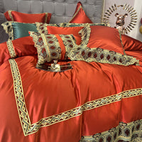HKM-987283 Luxury Brocade Cotton Bedding Set - Four, Six, and Seven Pieces Available for 1.5m and 2.0m Beds