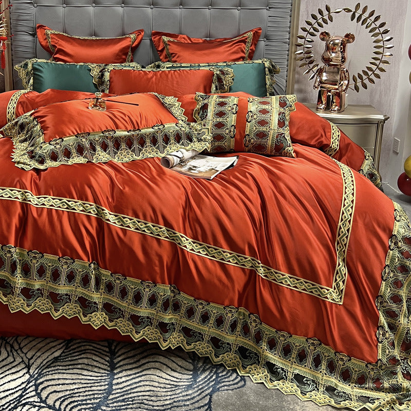 HKM-987283 Luxury Brocade Cotton Bedding Set - Four, Six, and Seven Pieces Available for 1.5m and 2.0m Beds
