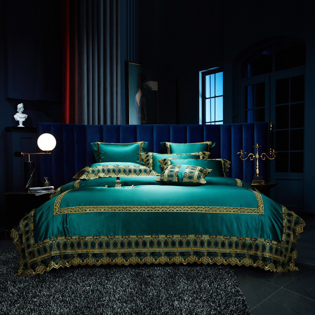 HKM-987283 Luxury Brocade Cotton Bedding Set - Four, Six, and Seven Pieces Available for 1.5m and 2.0m Beds