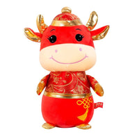 HKM-987283 Soft Crystal Plush Cattle Dolls - Baofu, Free, New Year, Open Red Bull, Moneybag, Lucky, Laifu (25cm, 30cm, 40cm)