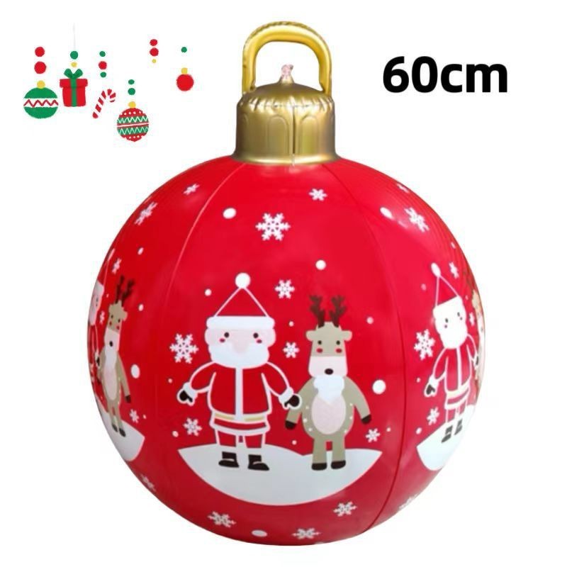 HKM-987411 60cm PVC Inflatable Christmas Ball Ornament for Holiday Decor and Party Decoration