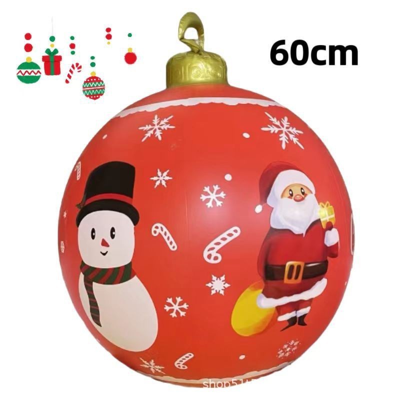 HKM-987411 60cm PVC Inflatable Christmas Ball Ornament for Holiday Decor and Party Decoration