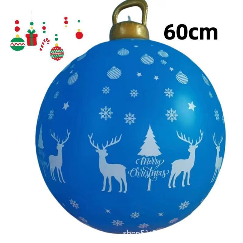 HKM-987411 60cm PVC Inflatable Christmas Ball Ornament for Holiday Decor and Party Decoration