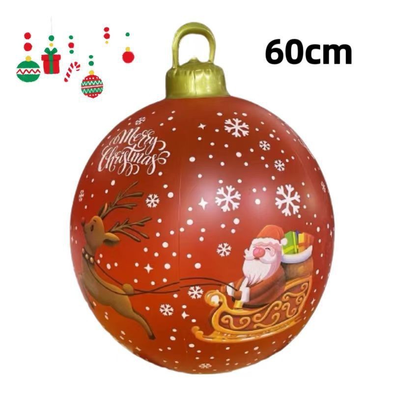 HKM-987411 60cm PVC Inflatable Christmas Ball Ornament for Holiday Decor and Party Decoration