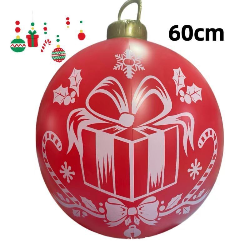 HKM-987411 60cm PVC Inflatable Christmas Ball Ornament for Holiday Decor and Party Decoration