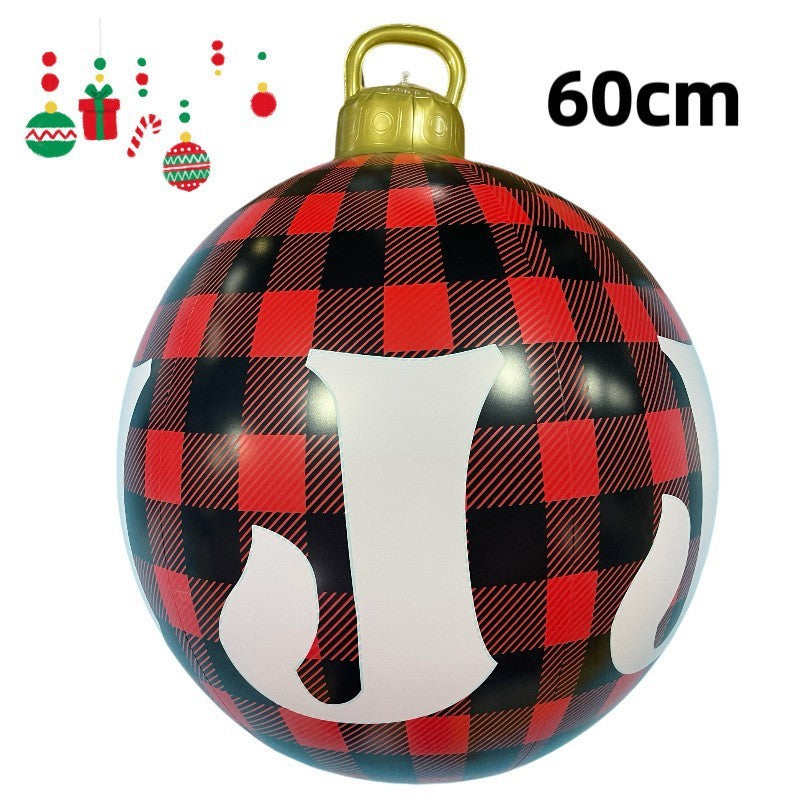 HKM-987411 60cm PVC Inflatable Christmas Ball Ornament for Holiday Decor and Party Decoration