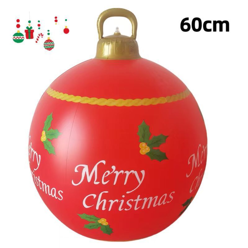 HKM-987411 60cm PVC Inflatable Christmas Ball Ornament for Holiday Decor and Party Decoration