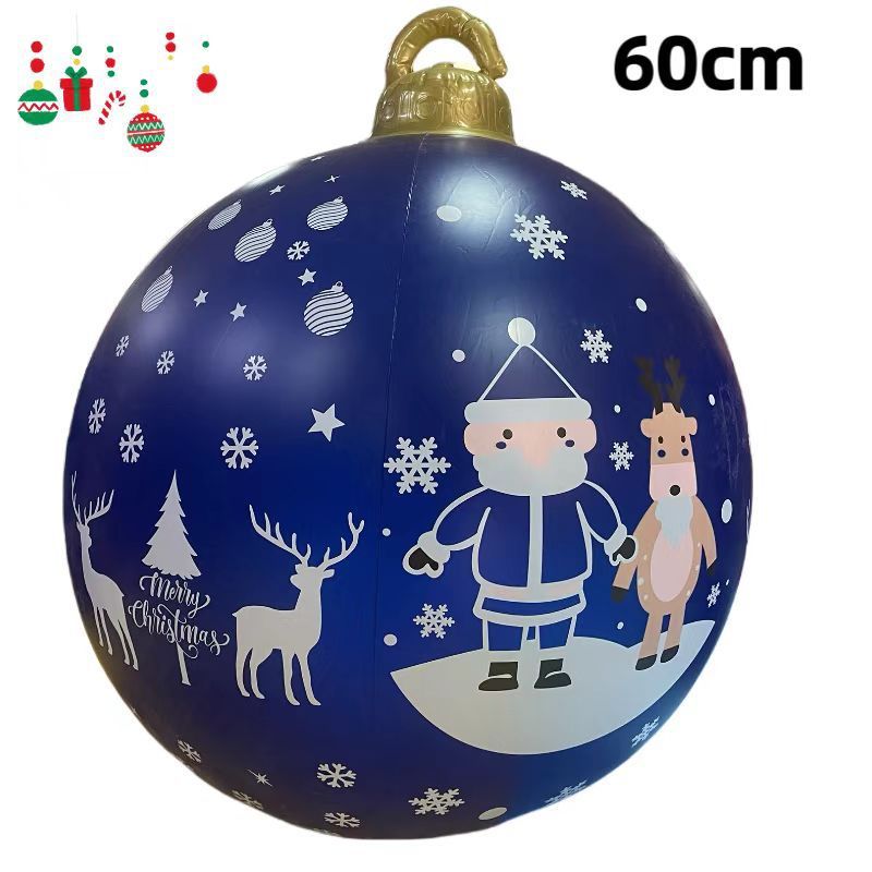 HKM-987411 60cm PVC Inflatable Christmas Ball Ornament for Holiday Decor and Party Decoration