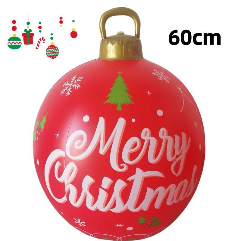 HKM-987411 60cm PVC Inflatable Christmas Ball Ornament for Holiday Decor and Party Decoration