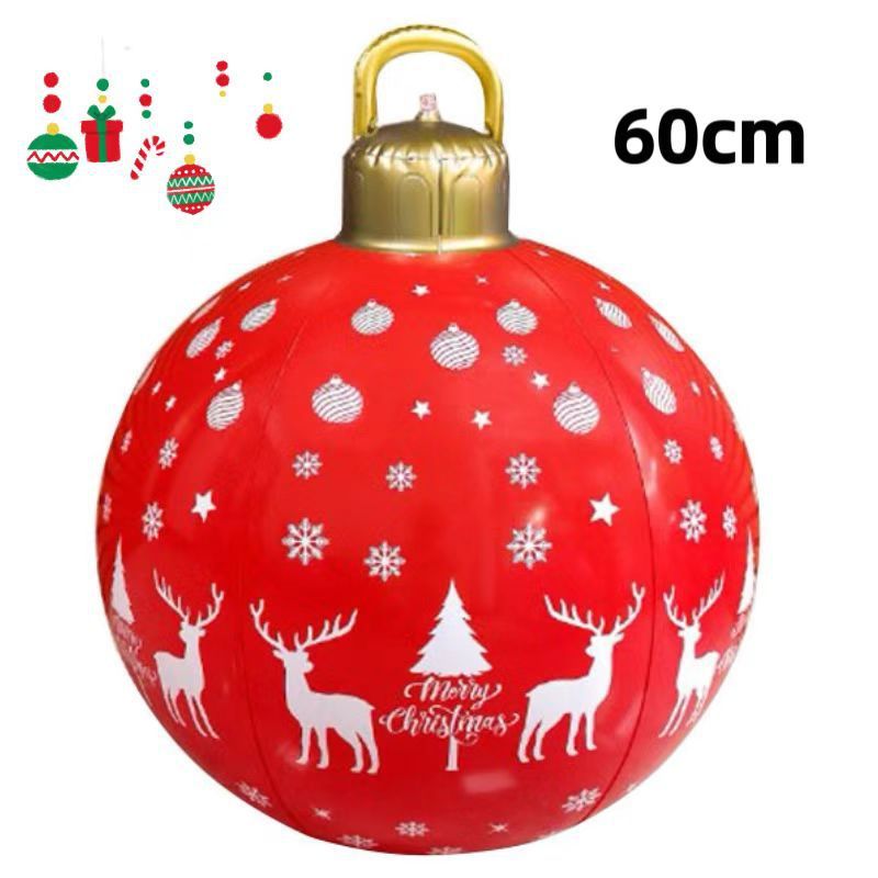 HKM-987411 60cm PVC Inflatable Christmas Ball Ornament for Holiday Decor and Party Decoration