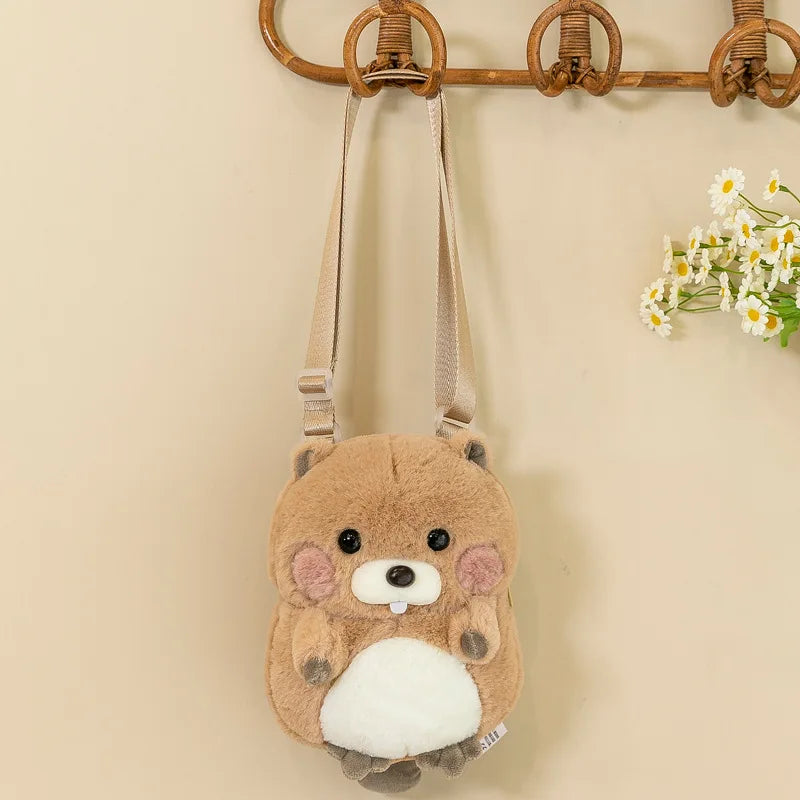 KTX-987539 Hamster Plush Backpack 2-in-1 Soft Stuffed Animal and Pouch for Kids Ages 2 to 14 Years