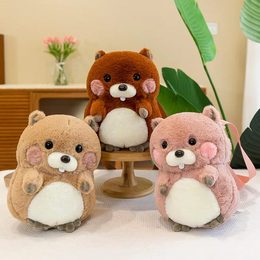 KTX-987539 Hamster Plush Backpack 2-in-1 Soft Stuffed Animal and Pouch for Kids Ages 2 to 14 Years