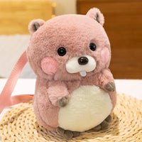 HKM-987539 Hamster Plush Backpack 2-in-1 Soft Stuffed Animal and Pouch for Kids Ages 2 to 14 Years