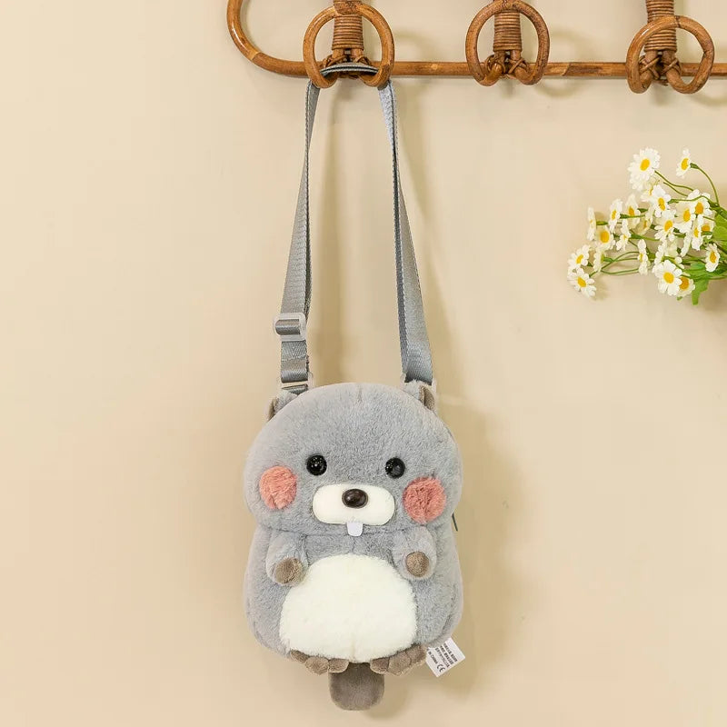 KTX-987539 Hamster Plush Backpack 2-in-1 Soft Stuffed Animal and Pouch for Kids Ages 2 to 14 Years