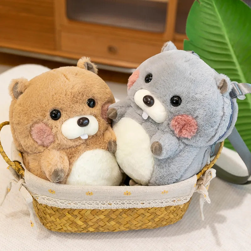 KTX-987539 Hamster Plush Backpack 2-in-1 Soft Stuffed Animal and Pouch for Kids Ages 2 to 14 Years