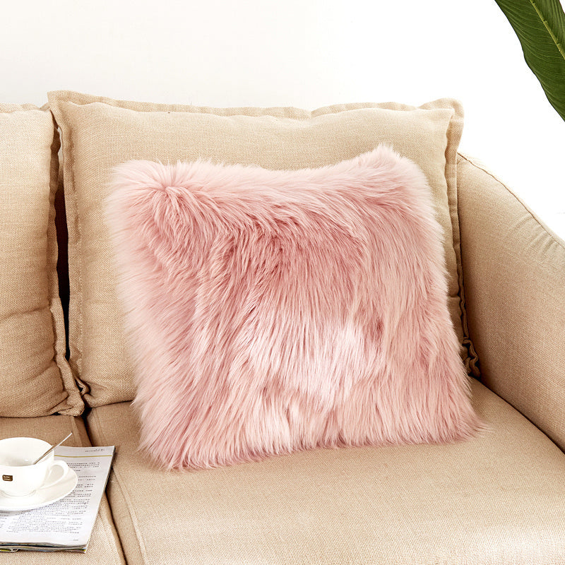 HKM-987667 Simple Modern 40x40cm Black Plush Pillowcase in Soft Chemical Fiber