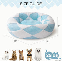 HKM-987731 Cozy Round Donut Cat Bed for Indoor Cats and Small Dogs, 23-Inch Washable Plush with Non-Slip Base