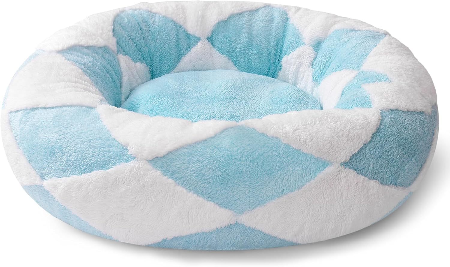 HKM-987731 Cozy Round Donut Cat Bed for Indoor Cats and Small Dogs, 23-Inch Washable Plush with Non-Slip Base