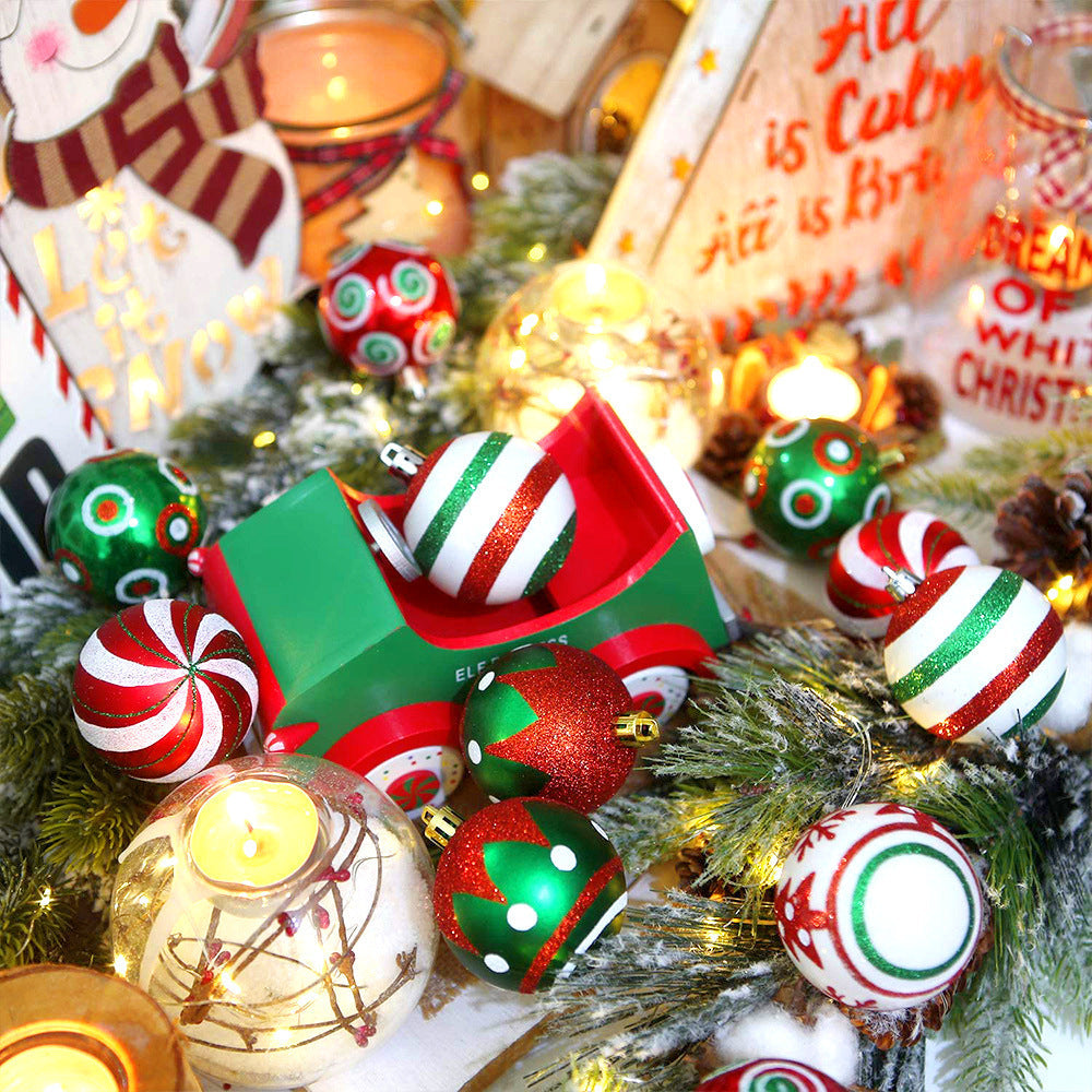 HKM-987731 Electroplated Hand-Painted Plastic Christmas Tree Decoration Balls - 30-Pack, 6CM