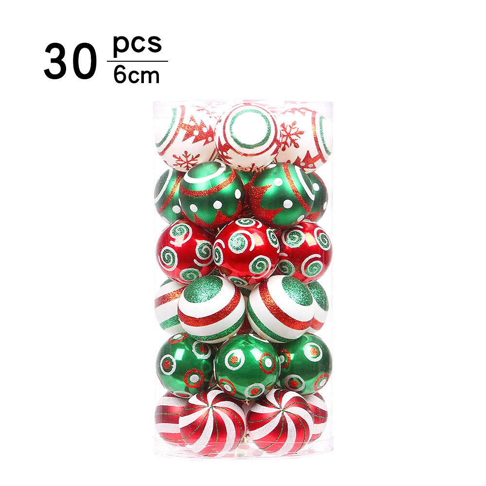 HKM-987731 Electroplated Hand-Painted Plastic Christmas Tree Decoration Balls - 30-Pack, 6CM