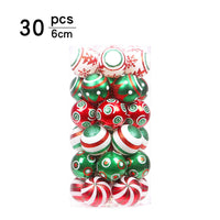HKM-987731 Electroplated Hand-Painted Plastic Christmas Tree Decoration Balls - 30-Pack, 6CM