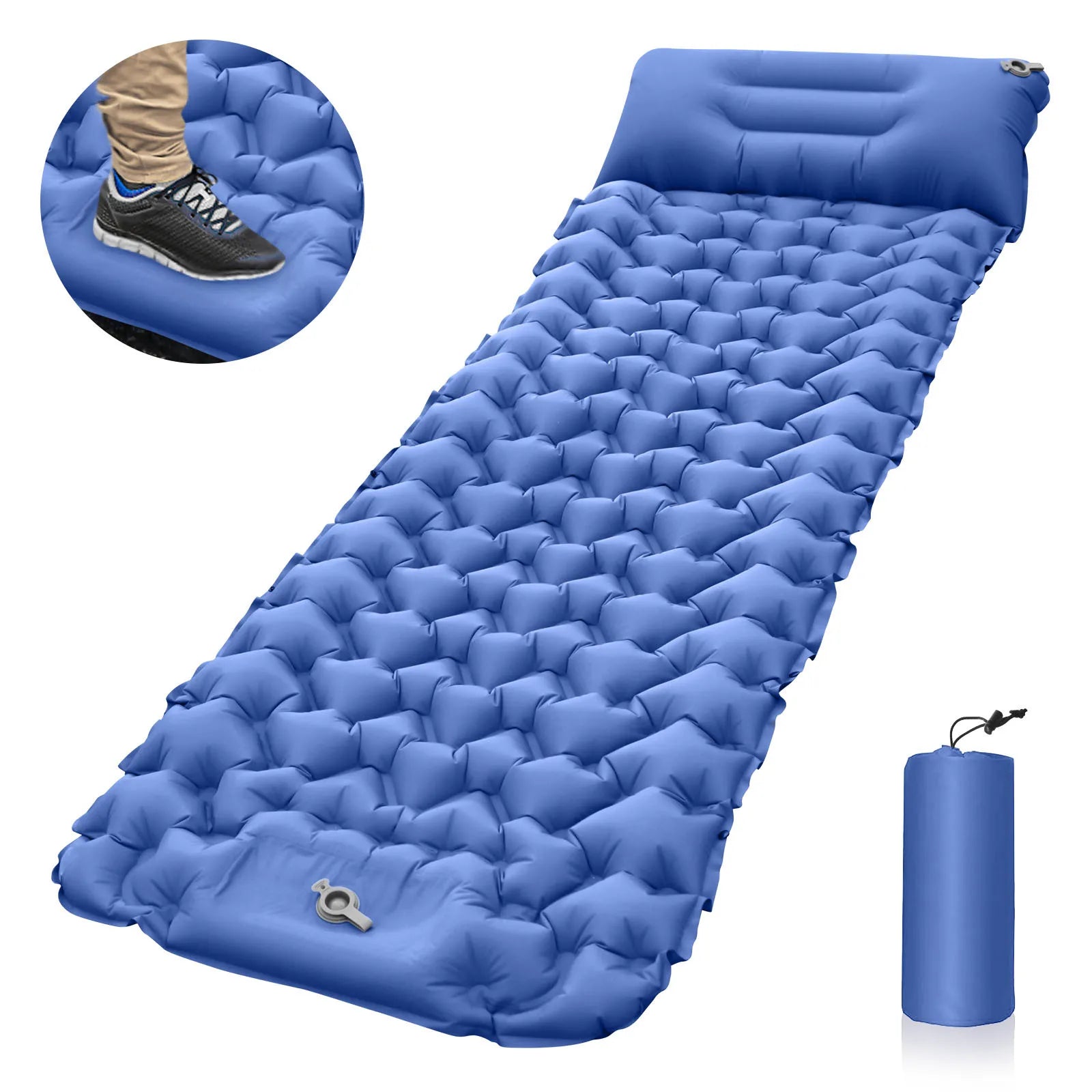 KTX-987795 Portable Outdoor Inflatable Air Mattress with Built-in Foot Pump for Camping and Travel