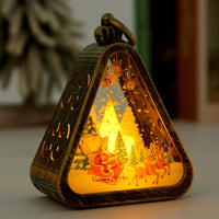 HKM-988051 Retro Electric Candle Lamp Christmas Decorations – White and Bronze Designs with UV Printing