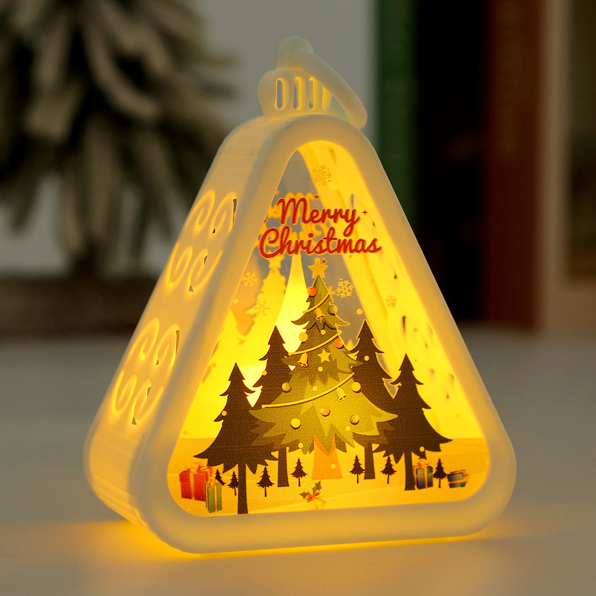 HKM-988051 Retro Electric Candle Lamp Christmas Decorations – White and Bronze Designs with UV Printing