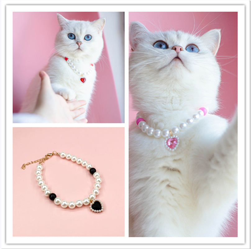 HKM-988115 Pet Love Necklace for Cats - Red, Pink, or Black Bead Style, Custom Fit for Small to Large Cats