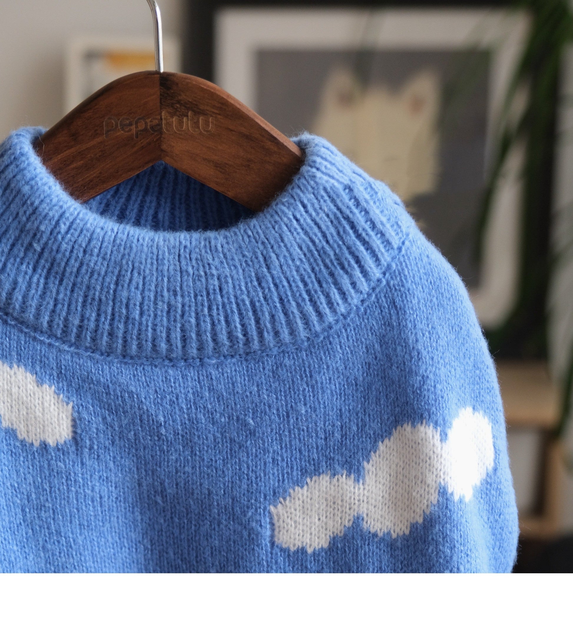 HKM-988179 Cozy Cloud Pattern Crew Neck Pullover Sweater for Pets