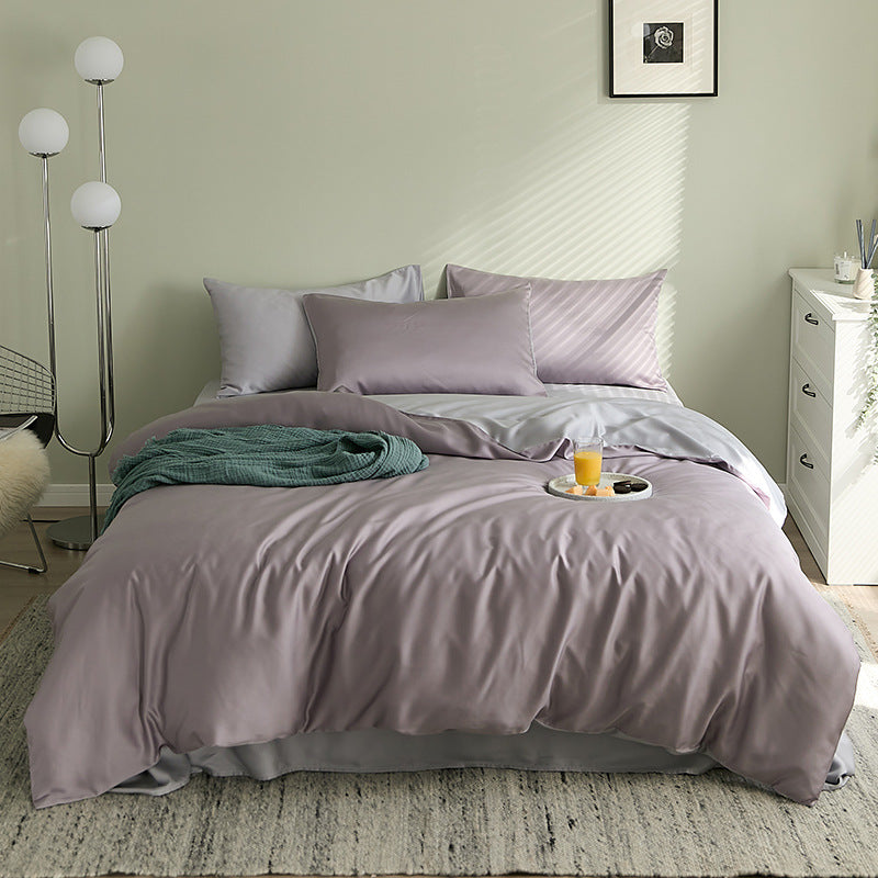 HKM-988435 Summer Light Luxury Tencel Four-Piece Bed Set - Silky Soft Ice Silk Feel
