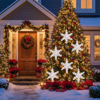HKM-988563 Snowflake Hanging Ornaments Set - 6PCS Iron Decor for Christmas Tree & Holiday Decorations