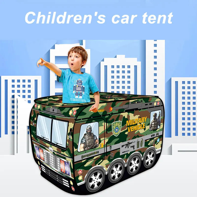 KTX-988691 Military Vehicle Pop-Up Play Tent for Kids – Indoor/Outdoor Folding Toy House for Ages 2-13