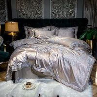 HKM-988755 Elegant Cotton Satin Jacquard Four-Piece Wedding Quilt Cover Set