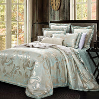 HKM-988755 Elegant Cotton Satin Jacquard Four-Piece Wedding Quilt Cover Set