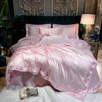 HKM-988755 Elegant Cotton Satin Jacquard Four-Piece Wedding Quilt Cover Set