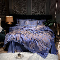 HKM-988755 Elegant Cotton Satin Jacquard Four-Piece Wedding Quilt Cover Set