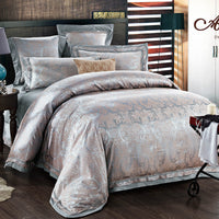 HKM-988755 Elegant Cotton Satin Jacquard Four-Piece Wedding Quilt Cover Set