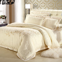 HKM-988755 Elegant Cotton Satin Jacquard Four-Piece Wedding Quilt Cover Set