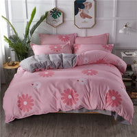 HKM-988755 Washed Cotton Four-Piece Bedding Set with Bed Cover and Pillowcases in Various Sizes