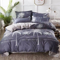 HKM-988755 Washed Cotton Four-Piece Bedding Set with Bed Cover and Pillowcases in Various Sizes
