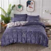 HKM-988755 Washed Cotton Four-Piece Bedding Set with Bed Cover and Pillowcases in Various Sizes